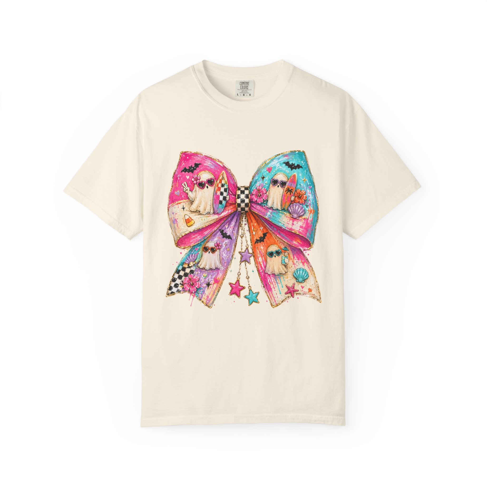 Colorful Bow Graphic T Shirt Cute Rainbow Bow Design