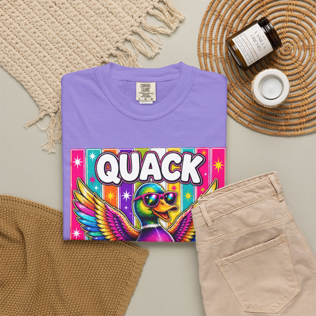 Quack Headed Duck T Shirt Vibrant Retro Rainbow Duck Graphic Tee