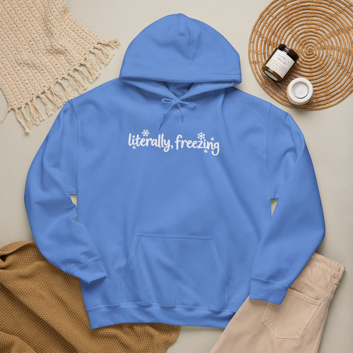 Literally Freezing Hoodie, Funny Winter Sweatshirt, Cute Snowflake Shirt, Cozy Winter Outfit, Minimalist Winter Hoodie, Cold Weather Gift