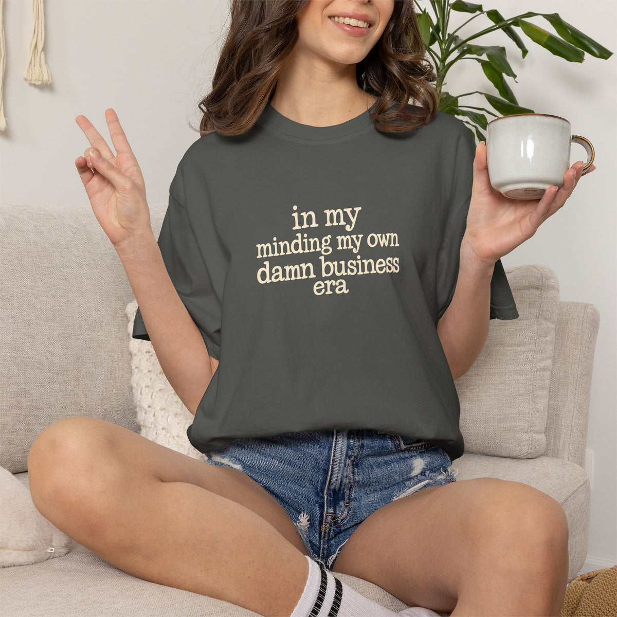 in my minding my own damn business era T shirt | text tee casual graphic top