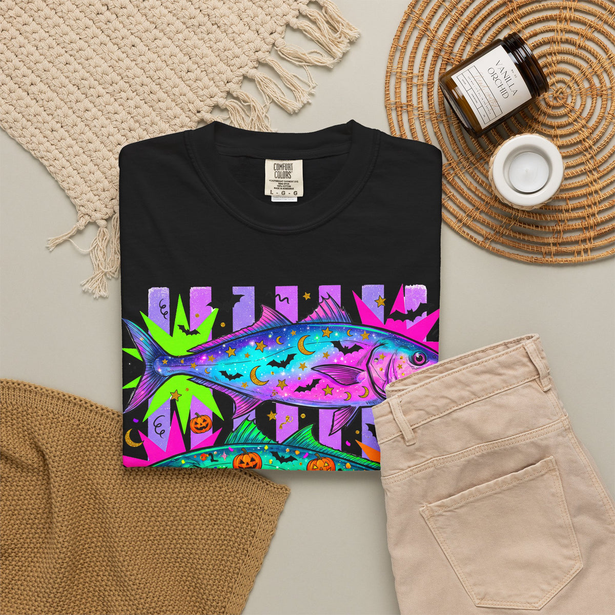 Bright Halloween Tropical Mackerel T-Shirt — Colorful Surf & Beach Fish Graphic Tee