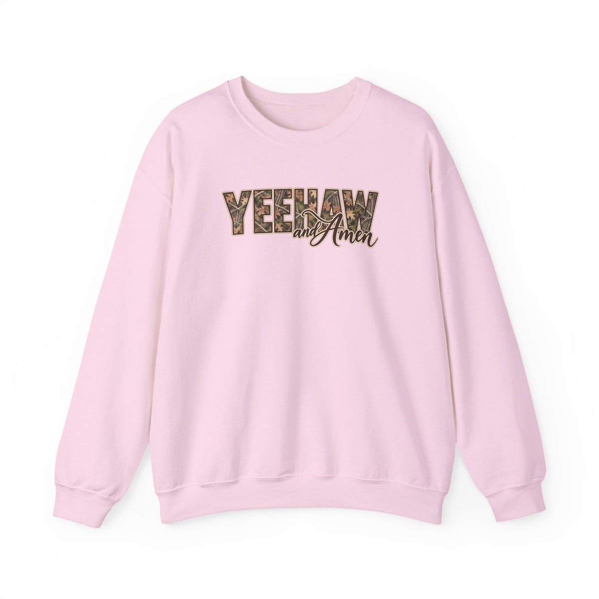 Yeehaw and Amen Camo Sweatshirt, Southern Christian Shirt, Western Cowgirl Sweatshirt, Country Faith Gift, Rustic Graphic Tee