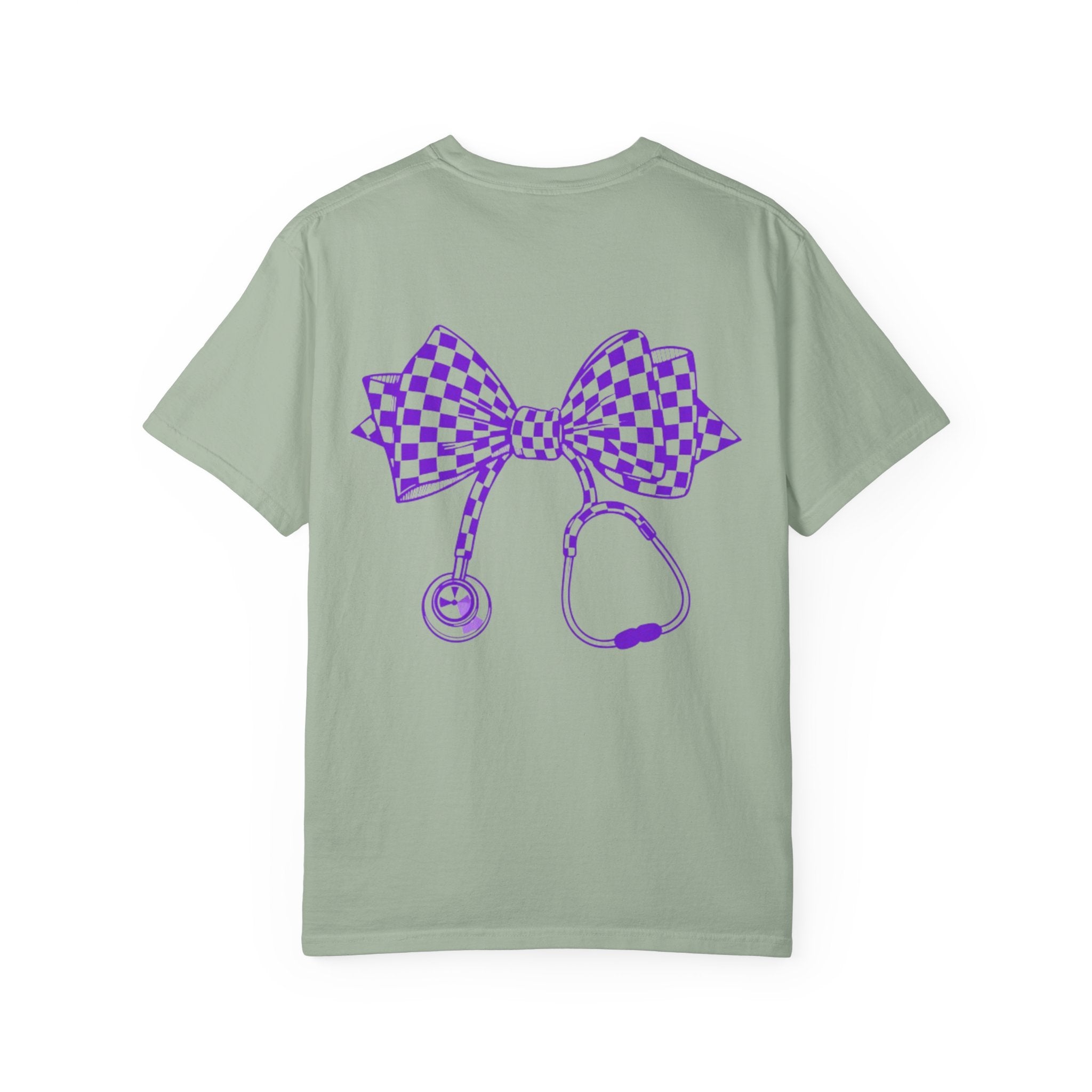 Nurse Stethoscope Bow T Shirt Checkered Medical Ribbon Tee