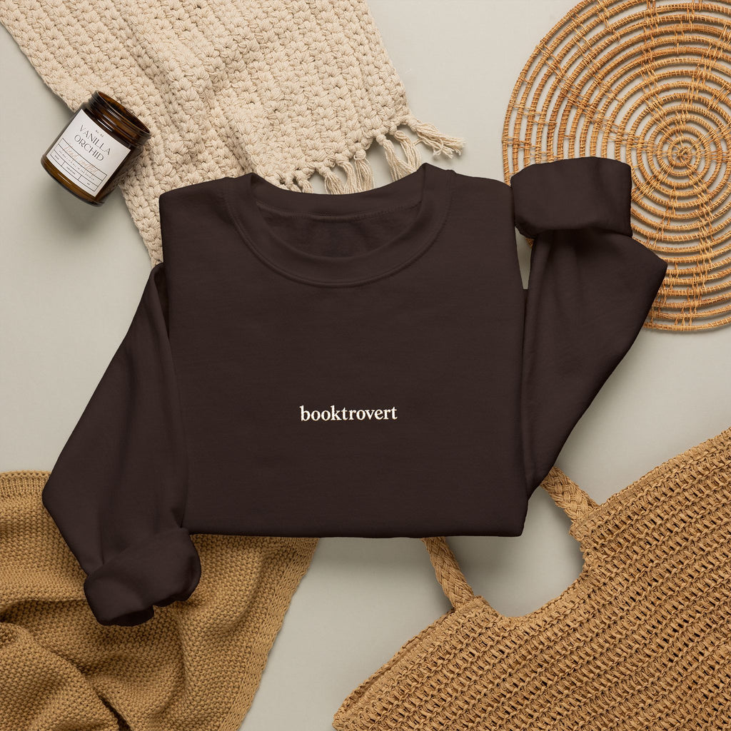 Booktrovert Embroidered Sweatshirt, Minimalist Book Lover Crewneck, Reader Gift, Bookish Clothing, Cozy Introvert Sweatshirt