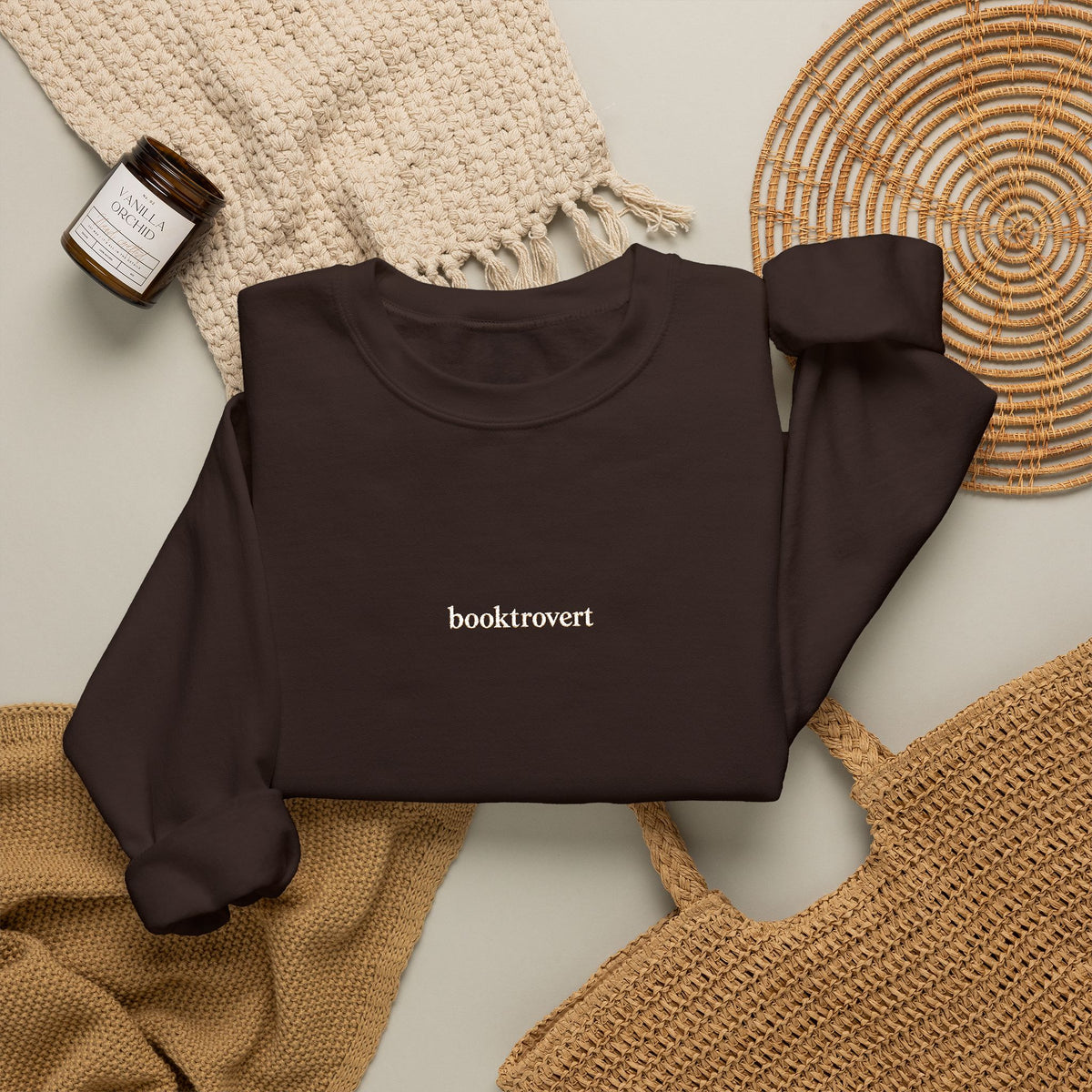 Booktrovert Embroidered Sweatshirt, Minimalist Book Lover Crewneck, Reader Gift, Bookish Clothing, Cozy Introvert Sweatshirt