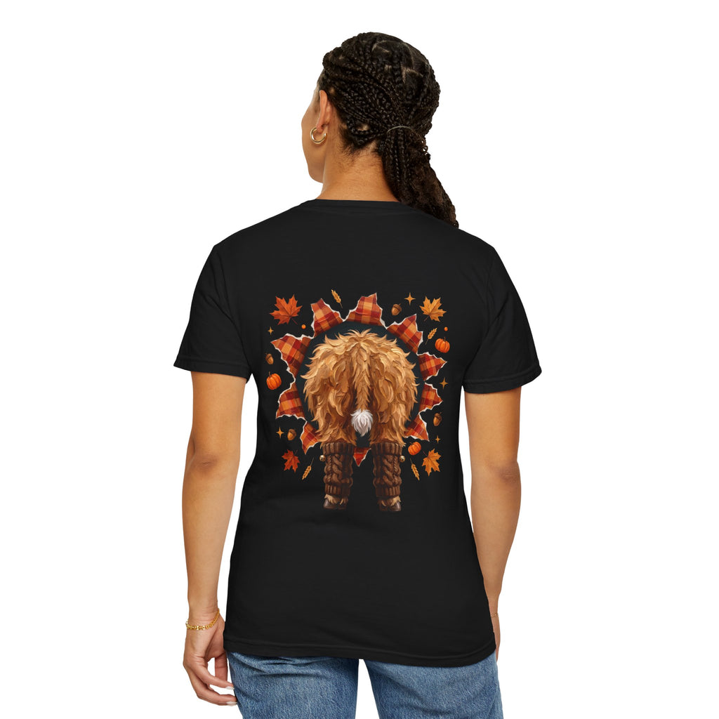 Highland Cow Autumn Tee Shirt Cute Fall Plaid Calf Design