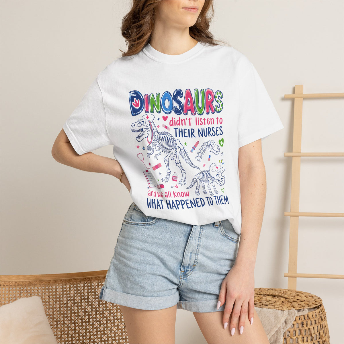 Funny Nurse Shirt, Dinosaurs Didn't Listen to Their Nurses Tee, Dinosaur Nurse Gift, Nursing Humor T-Shirt, RN CNA Gift, Healthcare Worker