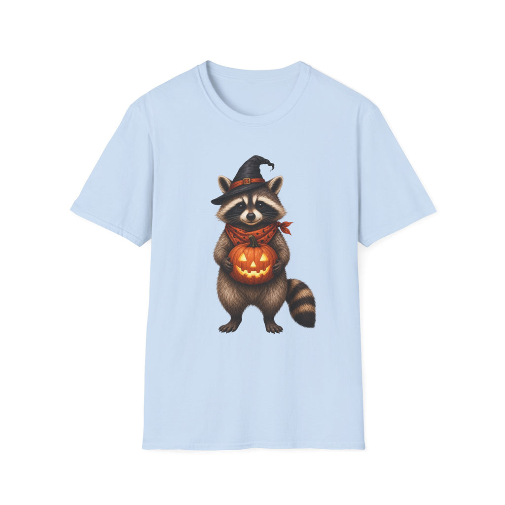 Raccoon Witch Halloween T Shirt Cute Pumpkin Trick-or-Treat Tee