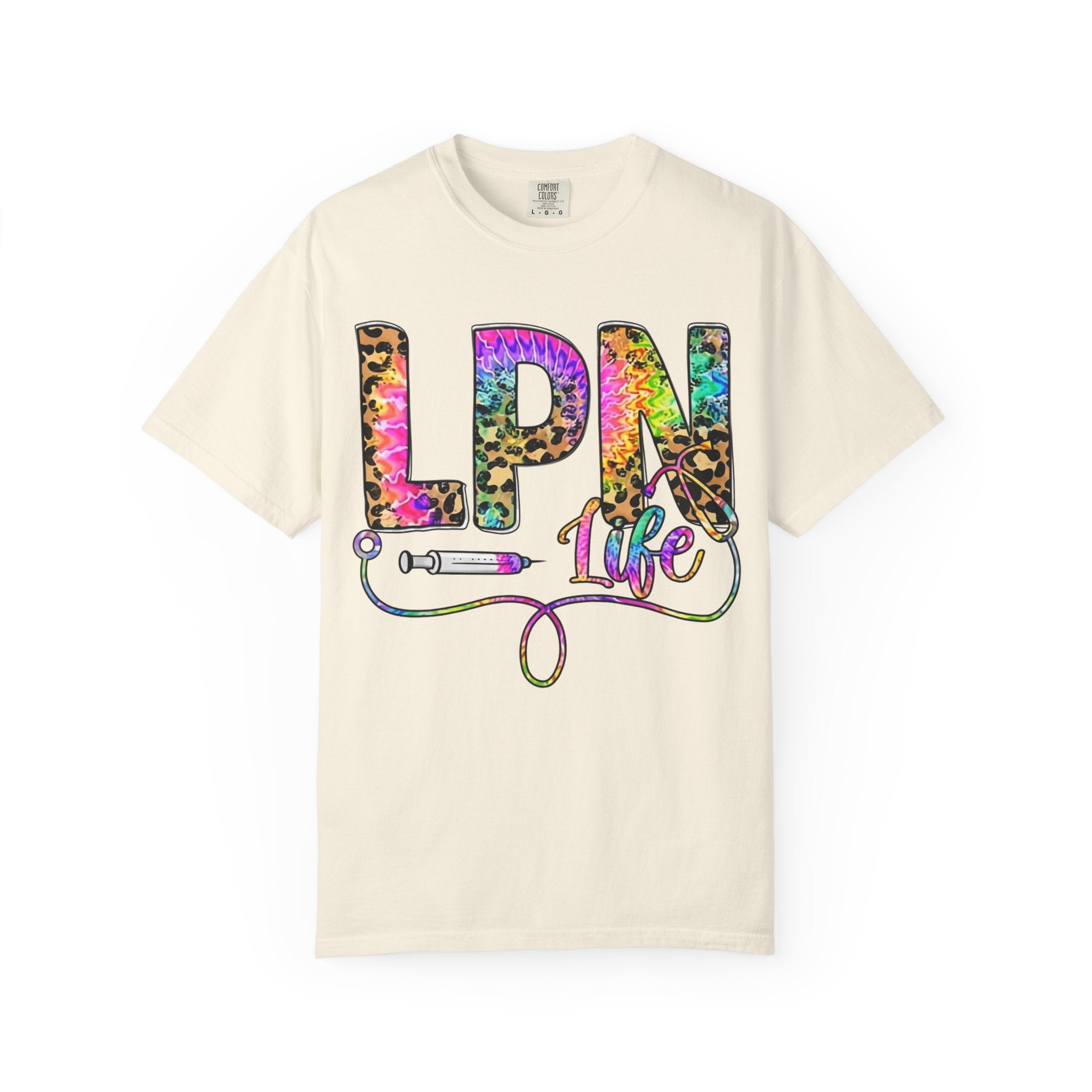 LPN Life T Shirt Colorful Leopard Stethoscope Nursing Tee