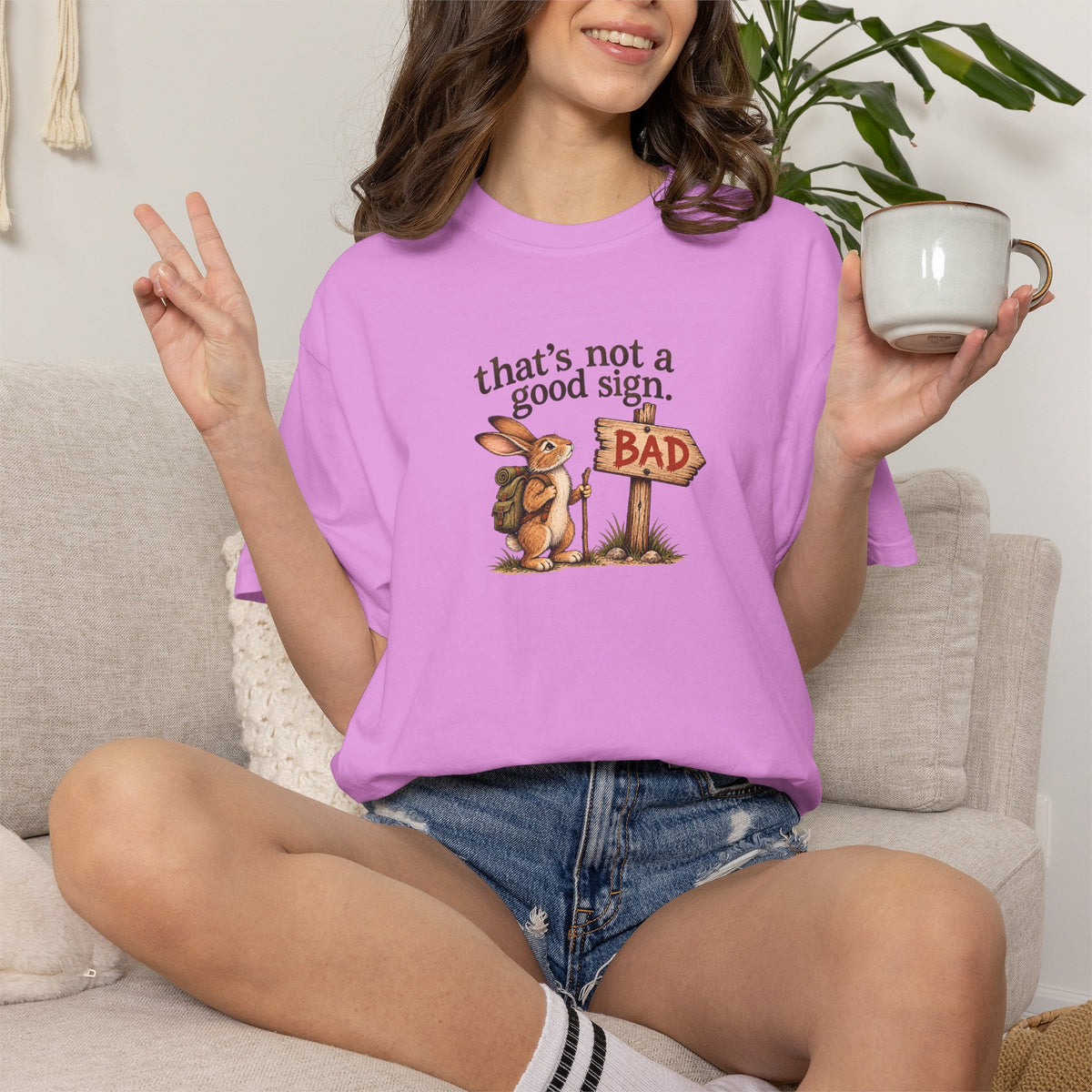 Thats Not a Good Sign bunny hikers mugshot Tee Shirt Funny hiking rabbit tee