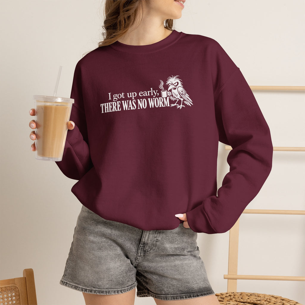 I Got Up Early There Was No Worm Sweatshirt, Funny Bird Coffee Crewneck, Sarcastic Morning Shirt, Grumpy Bird Gift