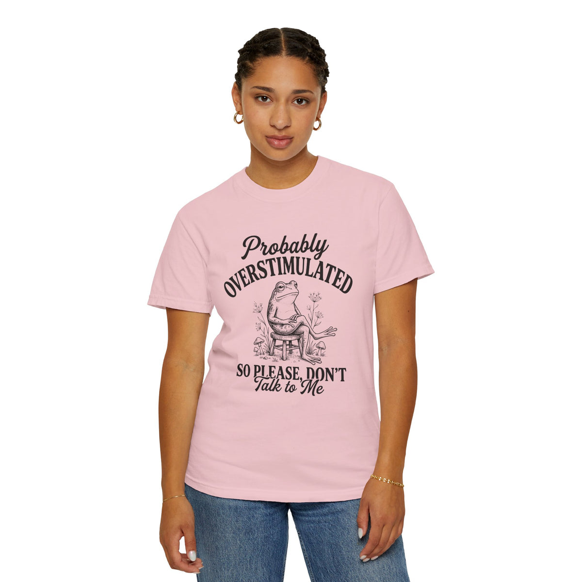 Probably Overstimulated Frog Tee Shirt So Please Dont Talk to Me Graphic Tee