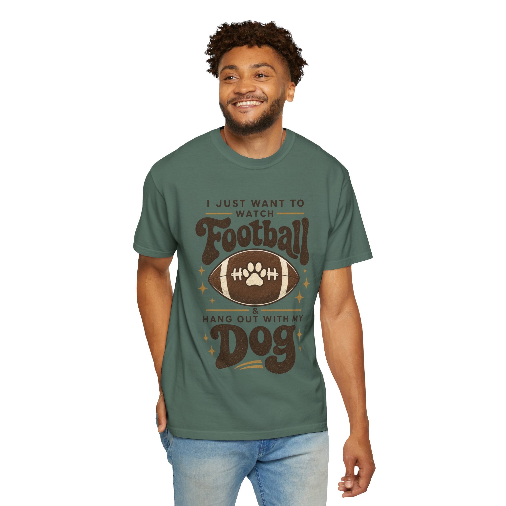 Football and Dog T Shirt I Just Want to Watch Football and Hang Out With My Dog Graphic Tee