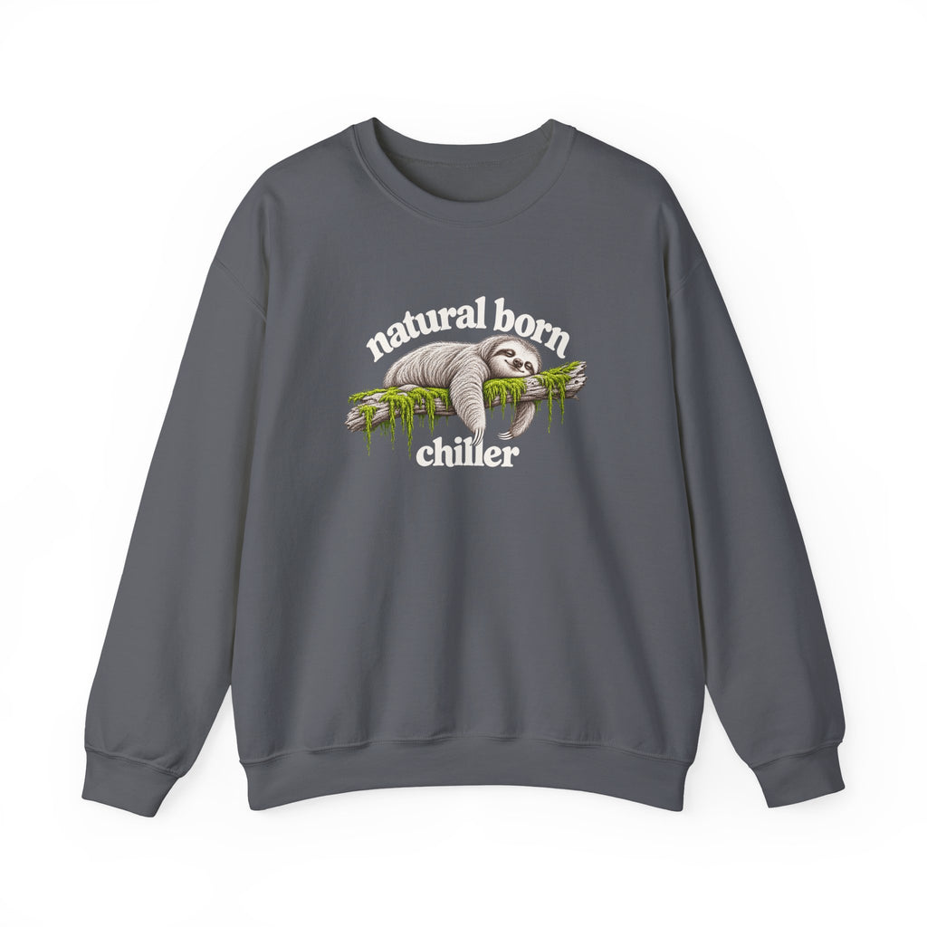 Natural Born Chiller Sloth Sweatshirt, Funny Sloth Crewneck, Cute Animal Sweater, Cozy Introvert Gift, Vintage Sloth Lover Shirt