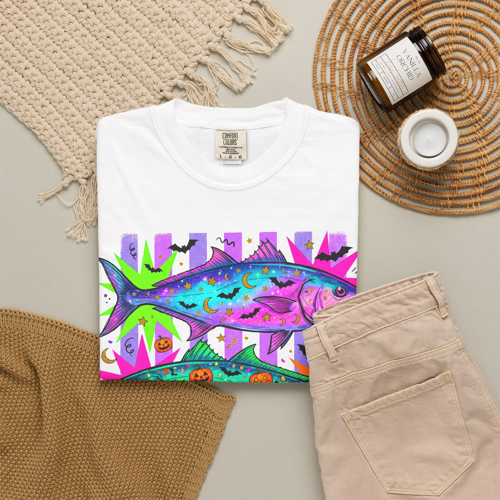 Bright Halloween Tropical Mackerel T-Shirt — Colorful Surf & Beach Fish Graphic Tee