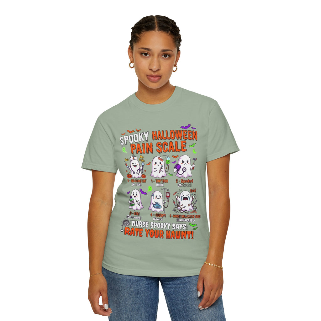 Halloween Ghost Pain Scale T-Shirt Spooky Halloween Pain Scale Nurse Funny Tee