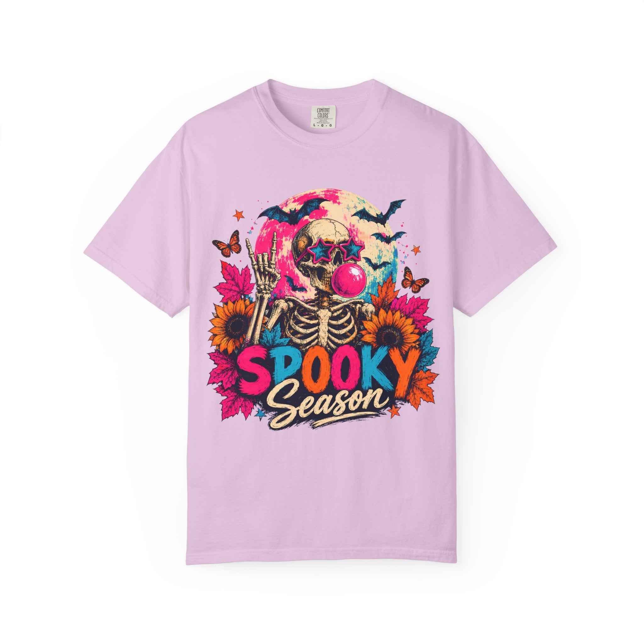 Spooky Season Skull T Shirt Colorful Halloween Skeleton Graphic Tee