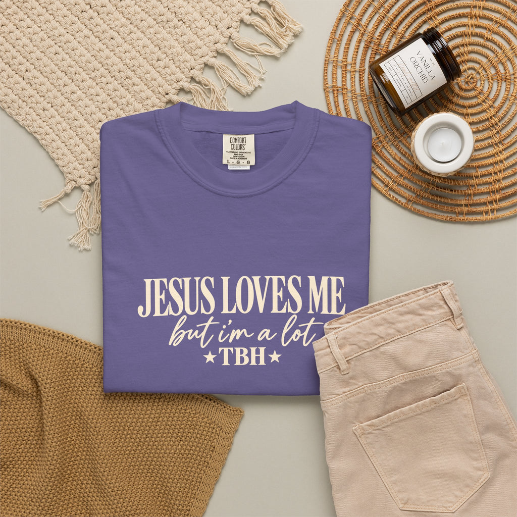 Christian Graphic T Shirt Jesus Loves Me but Im a Lit TBH