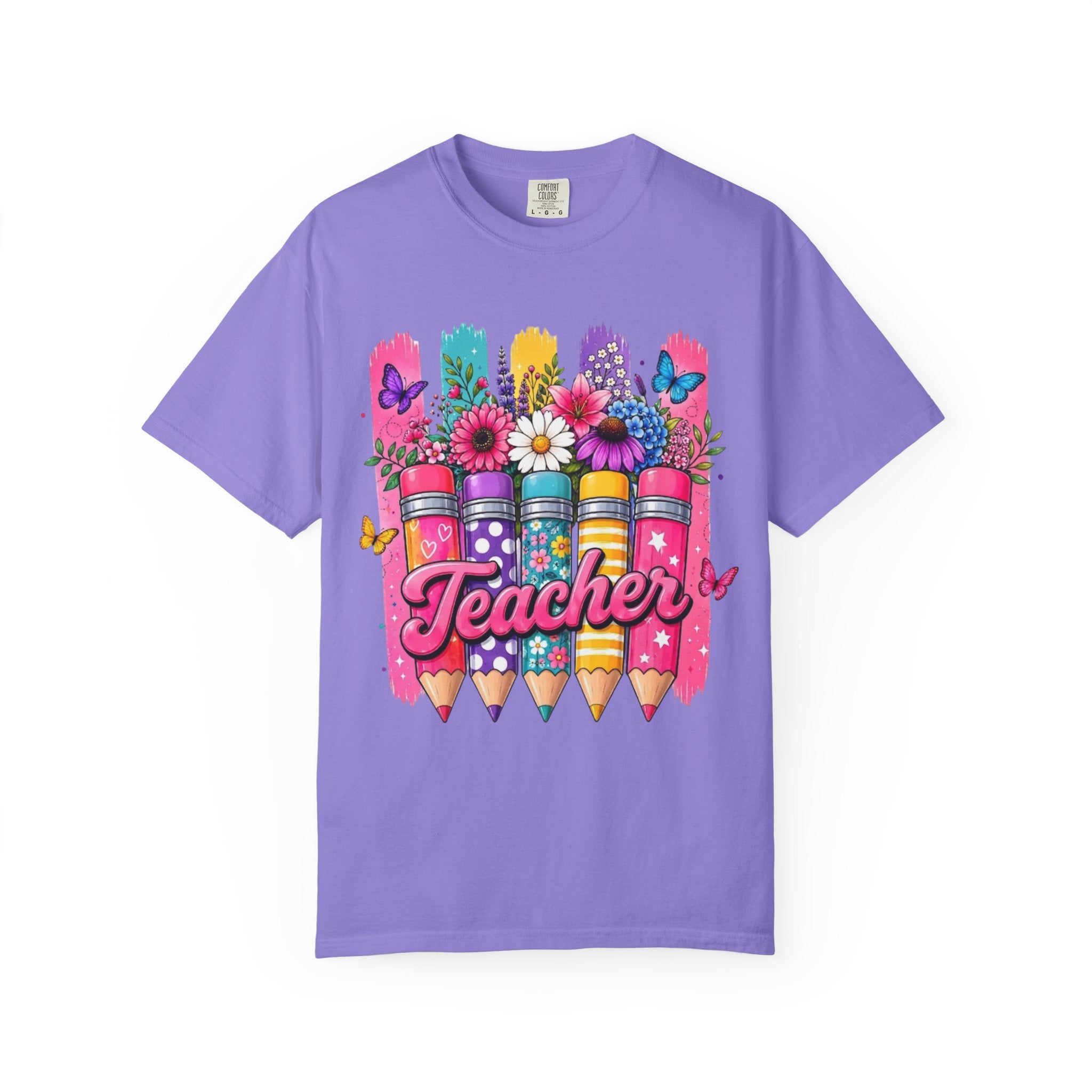 Teacher Pencil Bouquet T Shirt Colorful Floral Back to School Gift