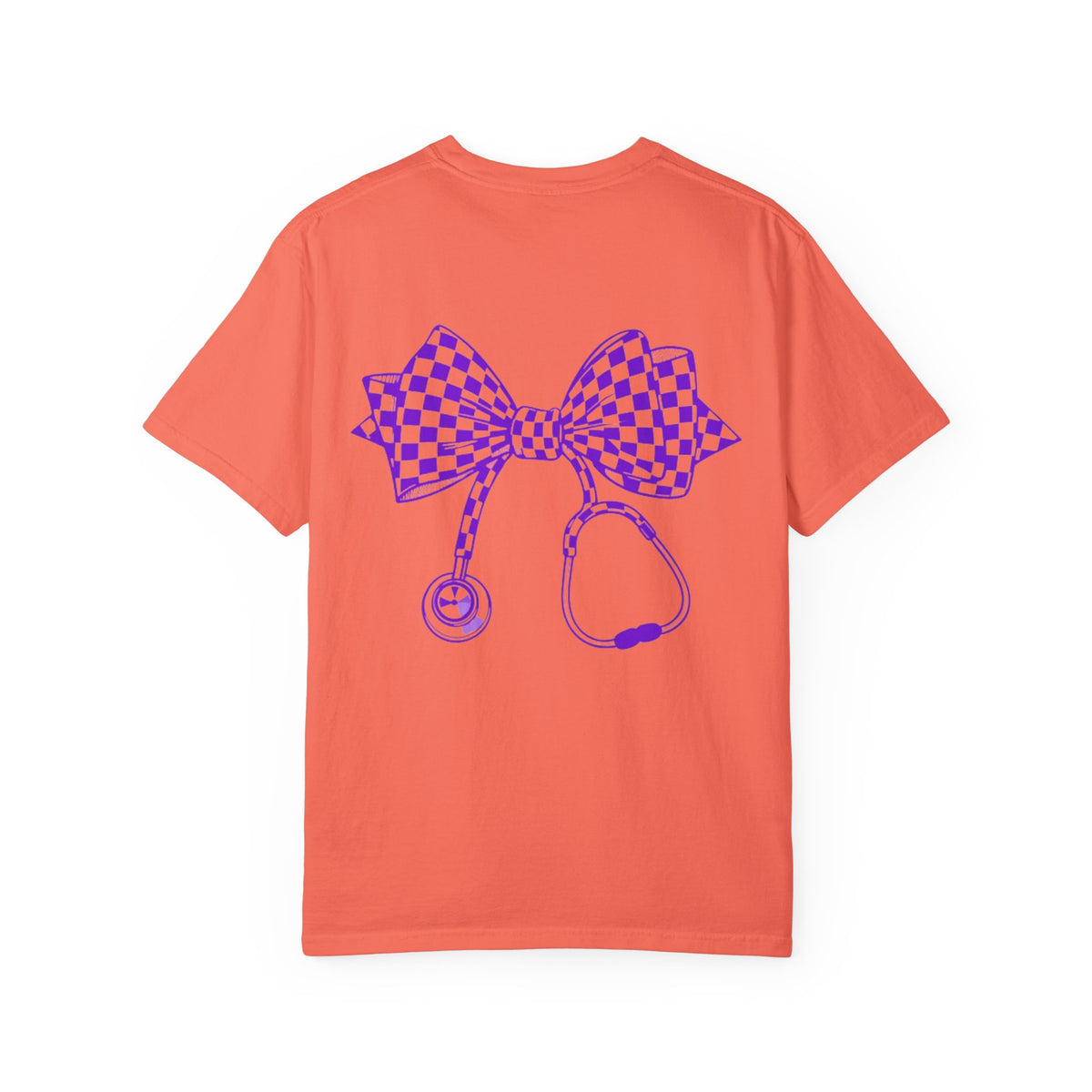 Nurse Stethoscope Bow T Shirt Checkered Medical Ribbon Tee