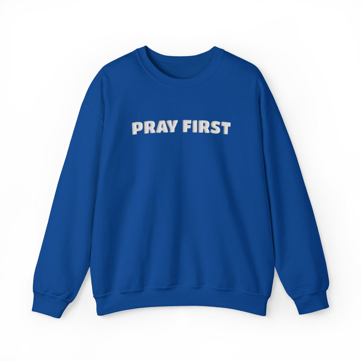 PRAY FIRST Puff Print Sweatshirt, Christian Crewneck, Faith Sweatshirt for Women, Raised Print Christian Shirt, Religious Gift for Her