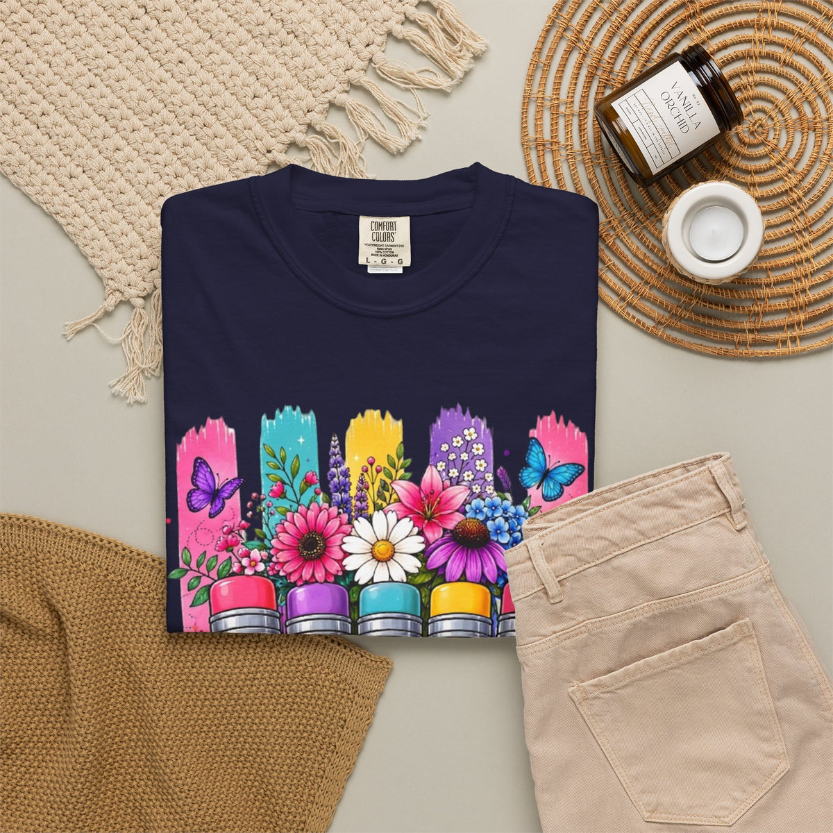 Teacher Pencil Bouquet T Shirt Colorful Floral Back to School Gift