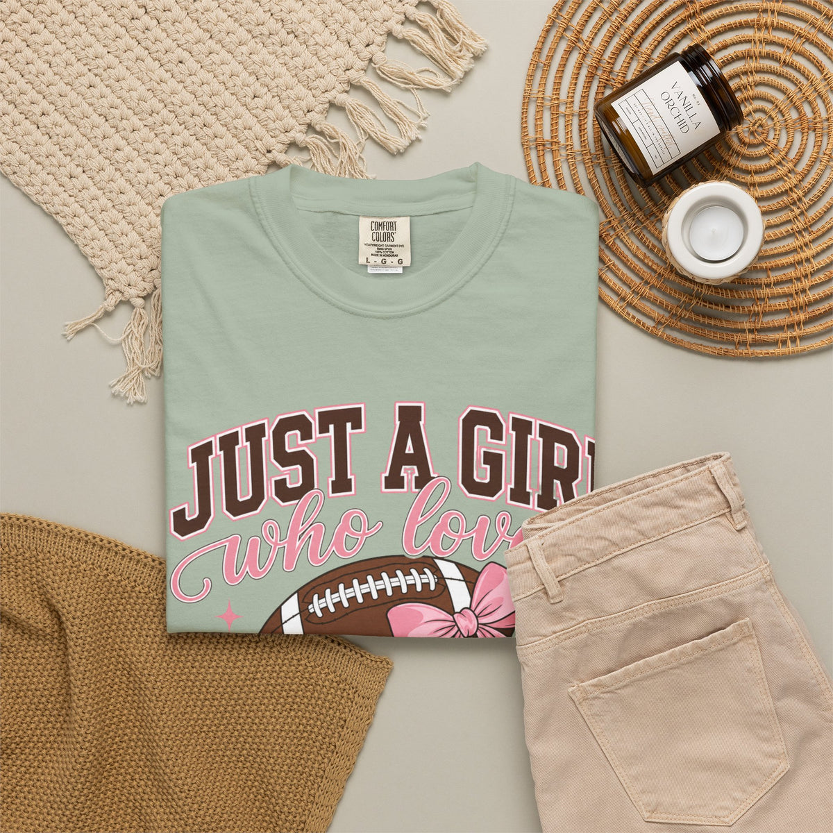 Just A Girl Who Loves Football T Shirt Pink Bow Football Tee