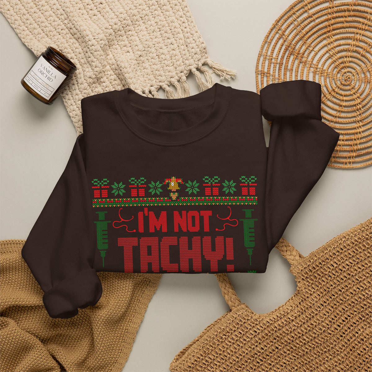 Ugly Christmas Sweater Nurse Sweatshirt, Funny Medical Christmas Sweater, I'm Not Tachy That's A Fib, Doctor RN Healthcare Holiday Gift