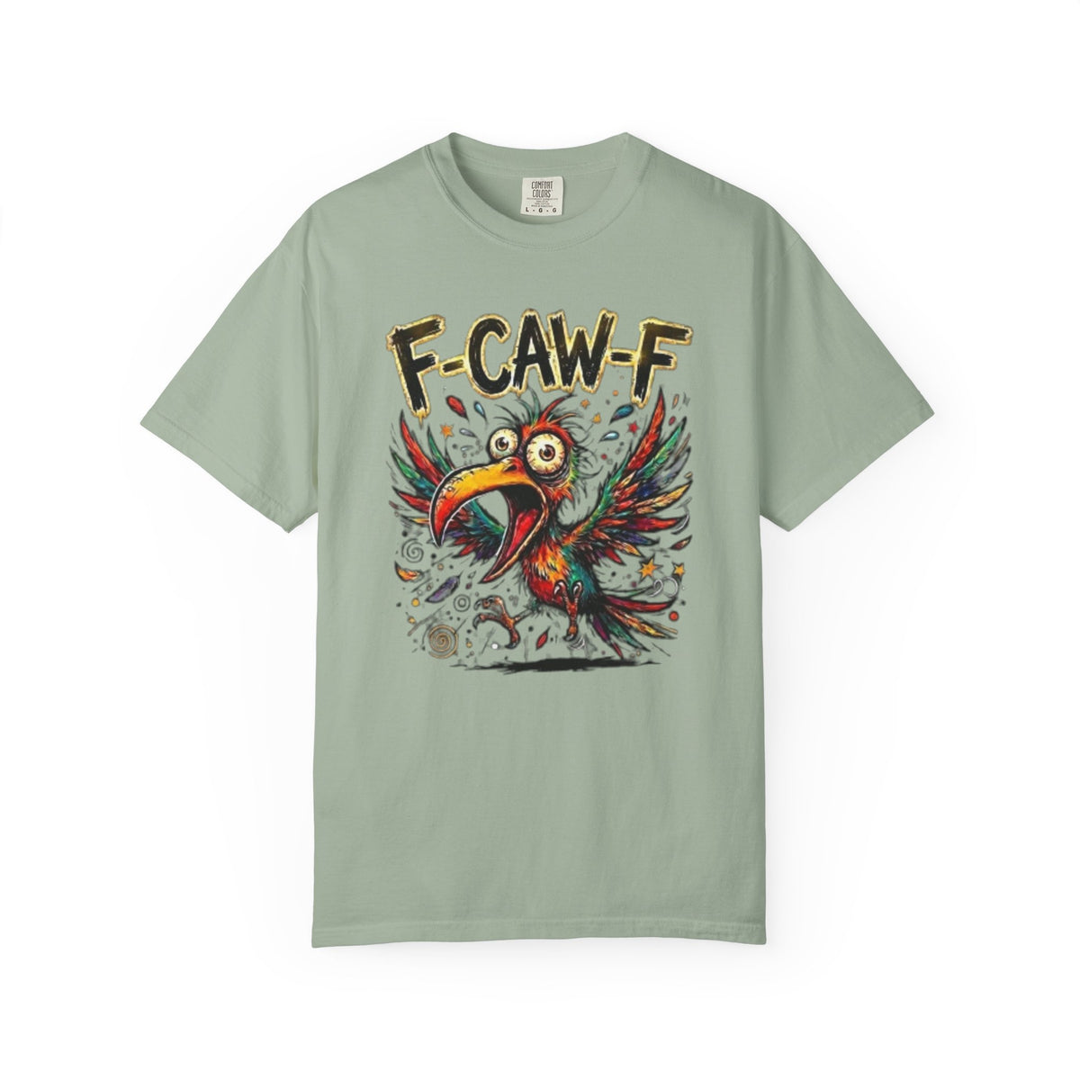 F-CAW-F Cartoon Parrot T-Shirt Colorful Tropical Bird Graphic Tee