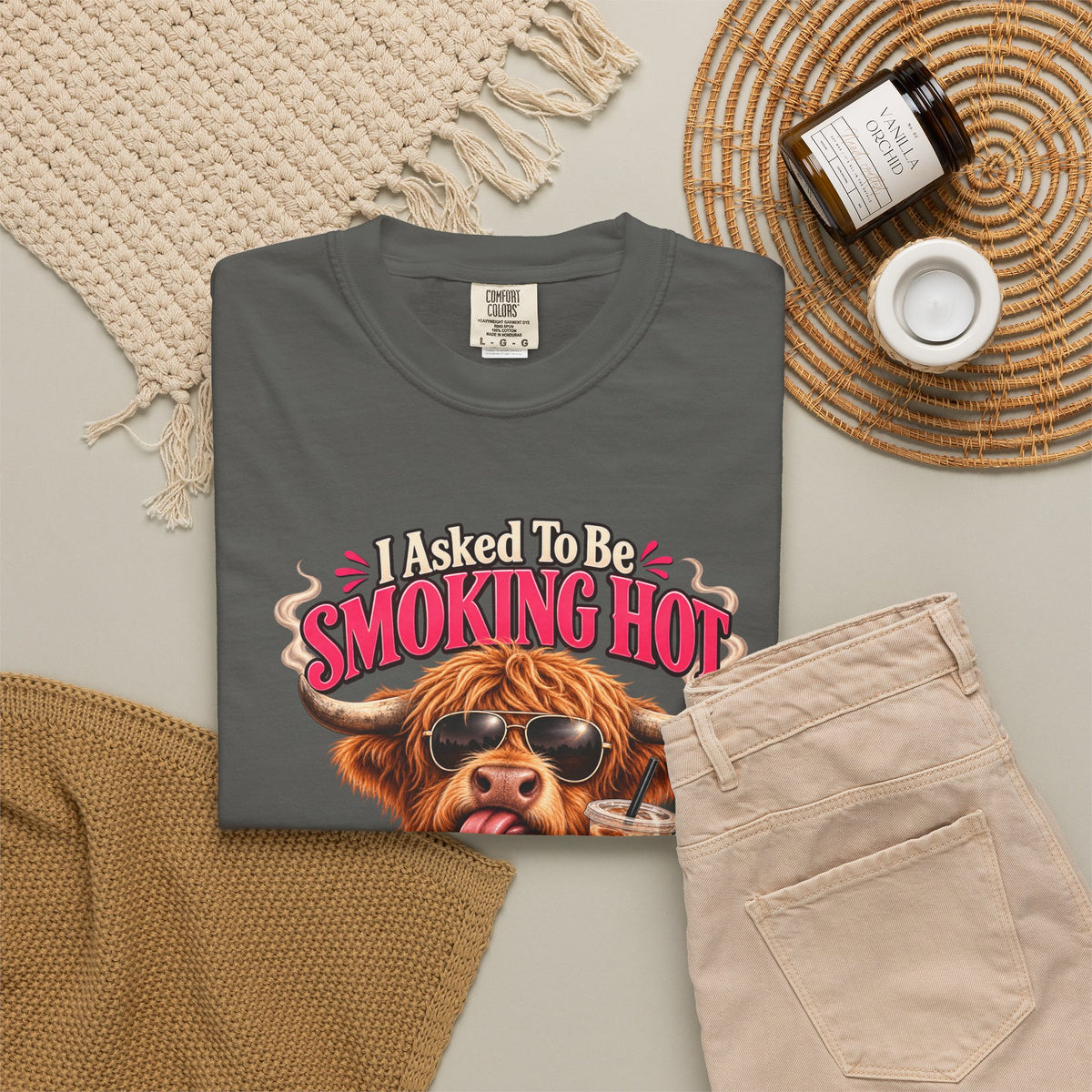 Menopause Smoking Hot Tee Shirt Funny Cow with Sunglasses and Drink