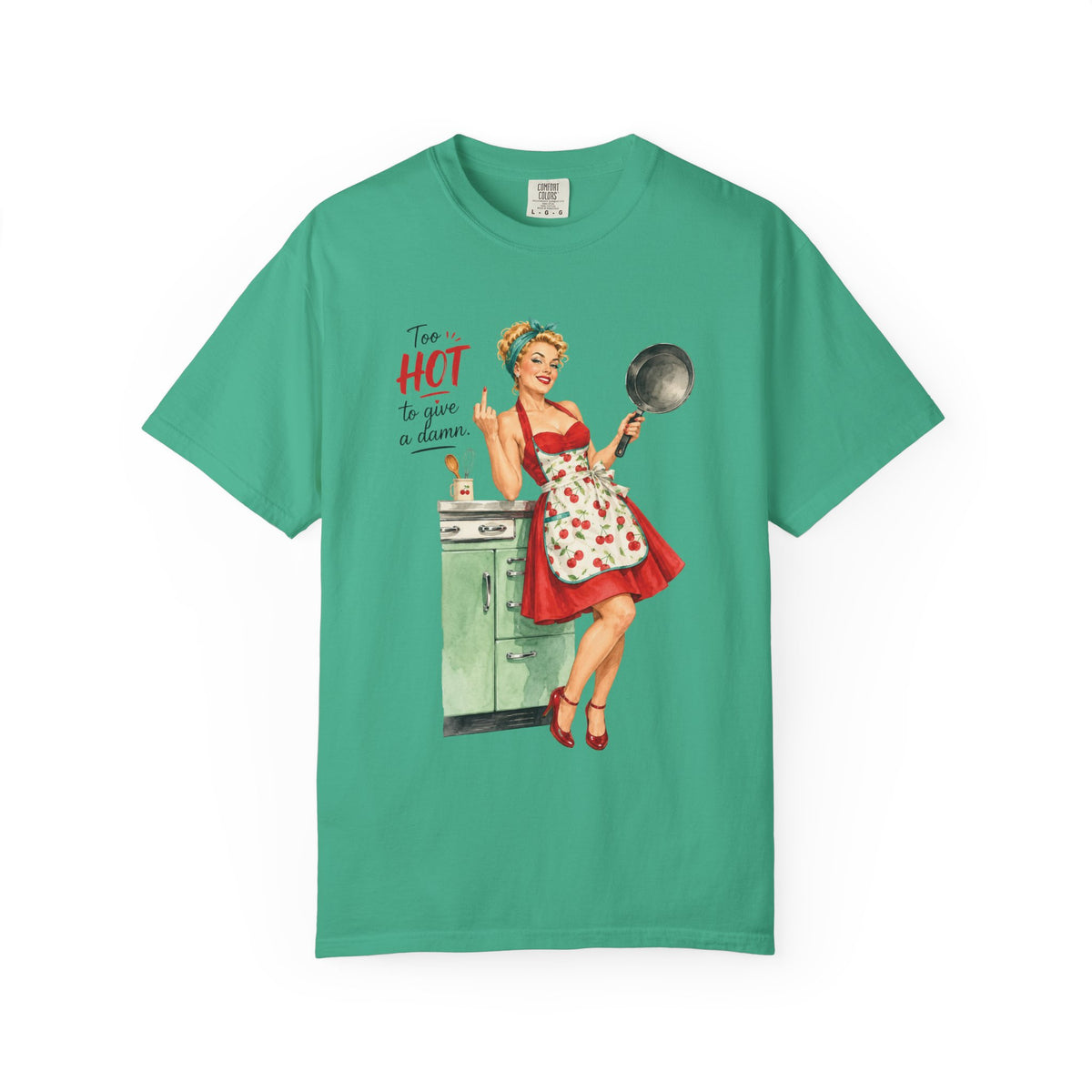 Vintage Pinup Cooking T-Shirt Too Hot to Handle Kitchen Tee