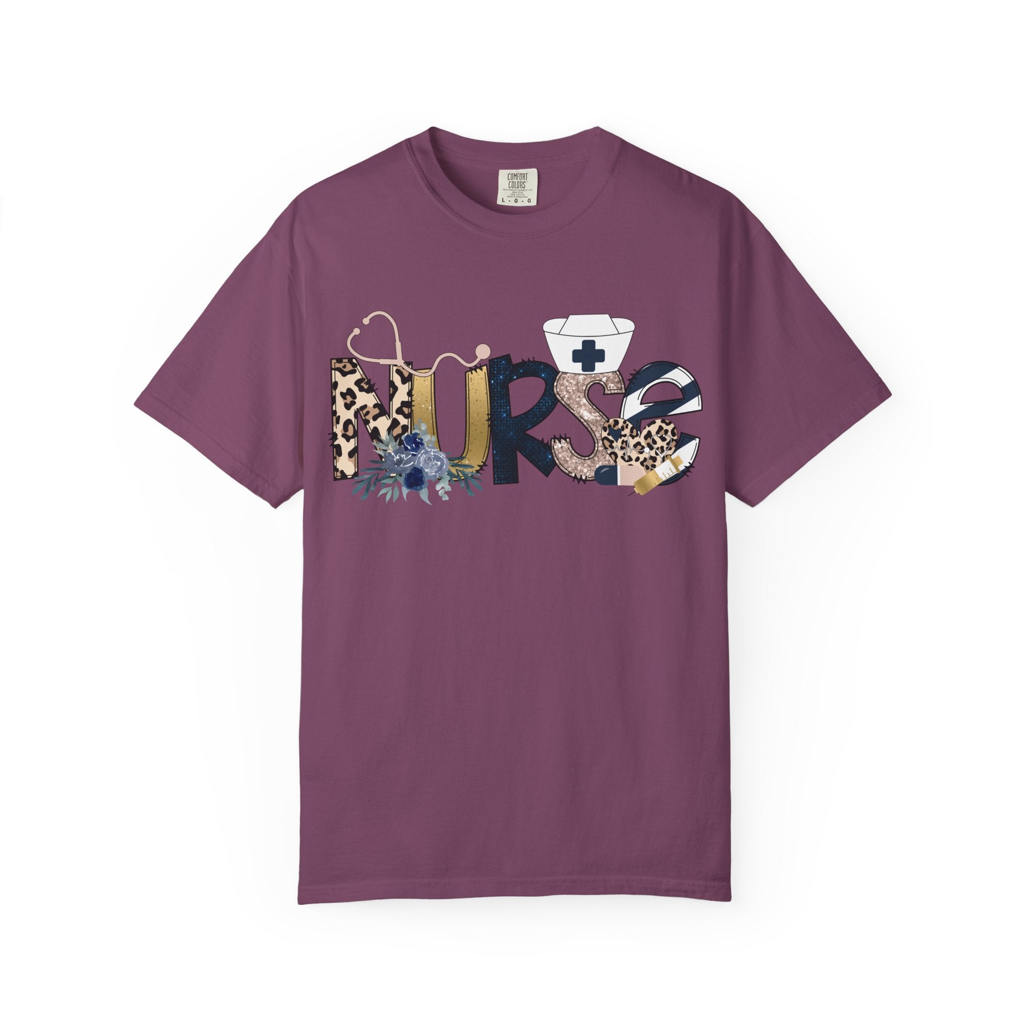 Nurse Floral Leopard Graphic T Shirt