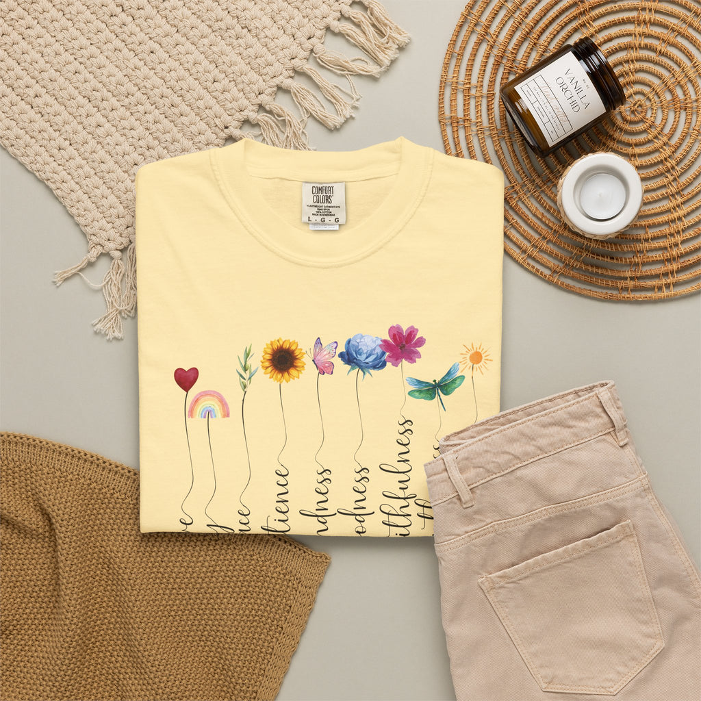 Fruit of the Spirit Floral Tee shirt | Galatians 5:22 Scripture Tee