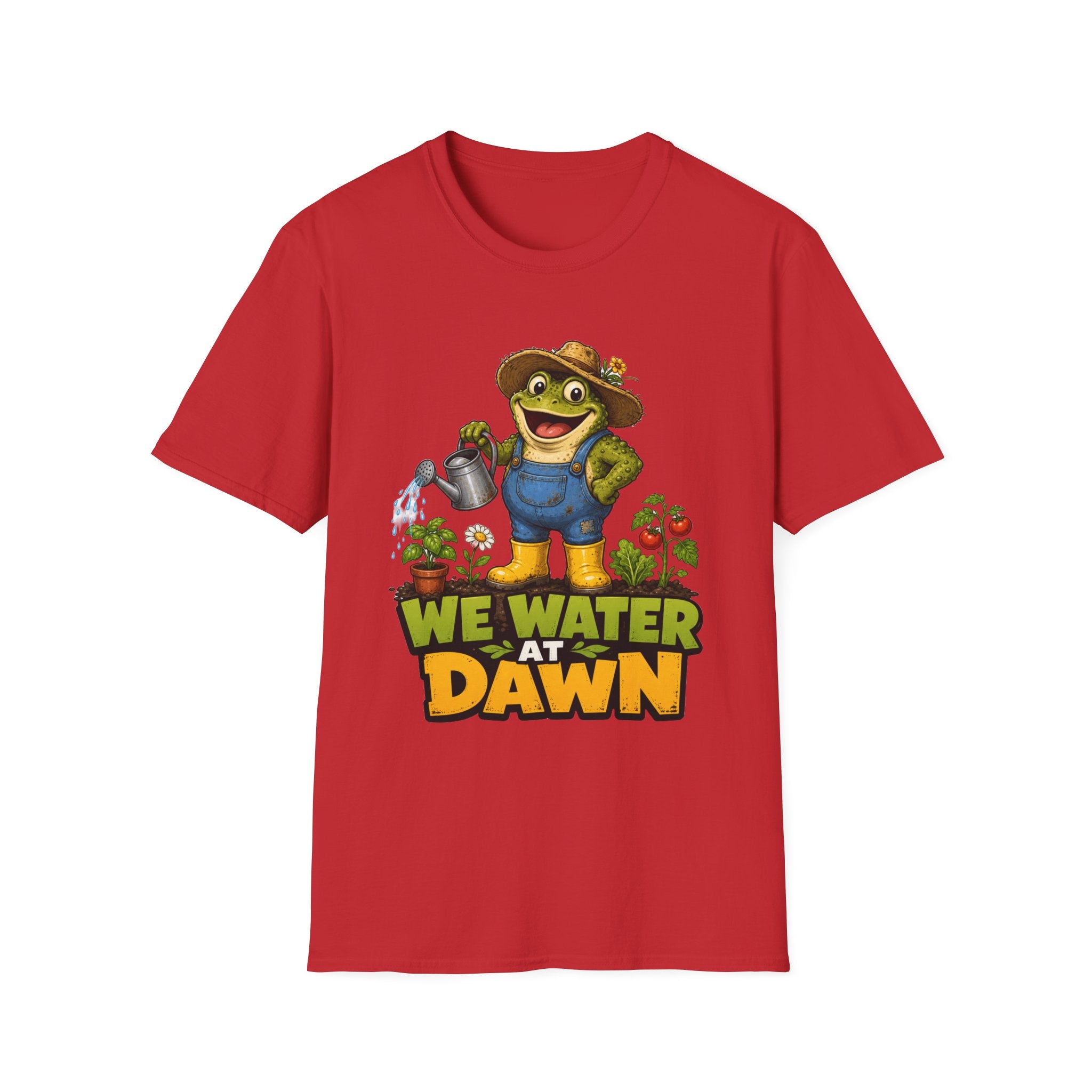 Garden Frog T‑Shirt — 'We Water at Dawn' Cute Gardener Tee