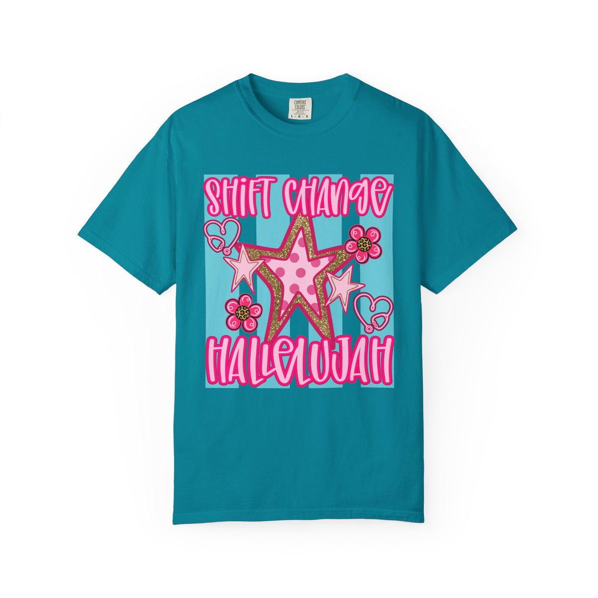 Shift Change Hallelujah T Shirt Cute Pink Star Nurse Worker Tee