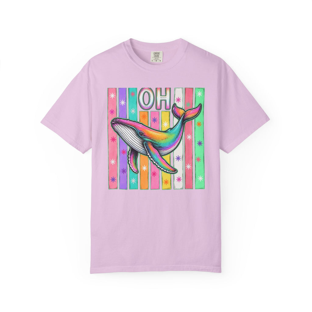Oh Rainbow Whale T Shirt Retro Striped Graphic Tee