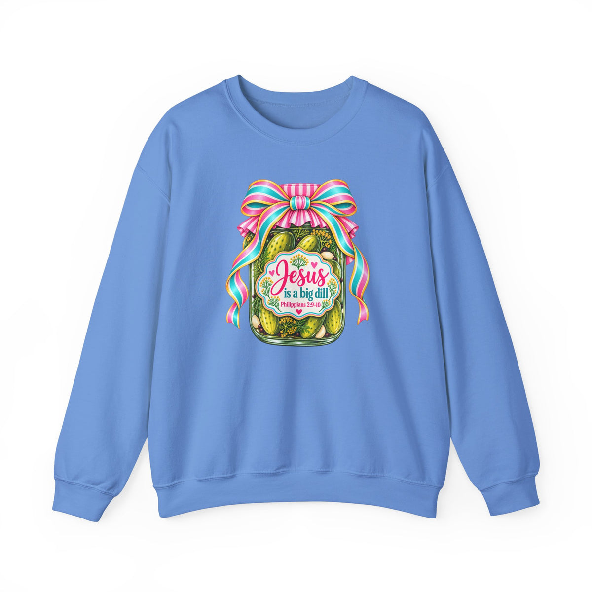 Preppy Christian Coquette Sweatshirt, Jesus Is a Big Dill, Pink Bow Pickle Crewneck, Cute Faith Graphic Sweatshirt, Christian Gift for Her