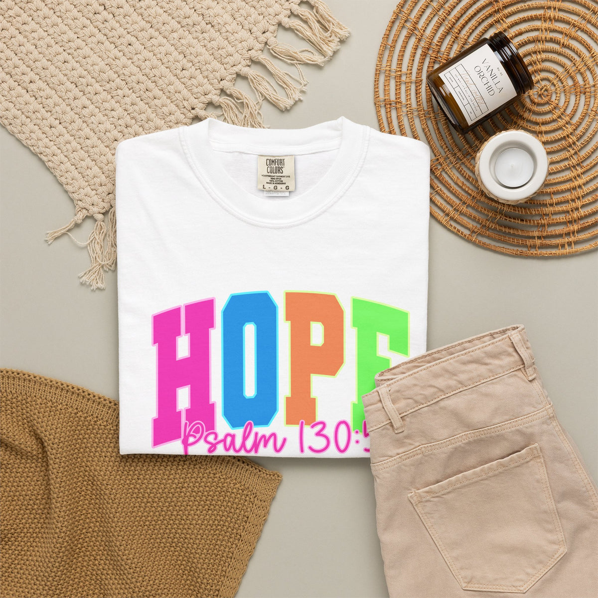 Hope Psalm 130 5 TeeShirt Colorful Christian Faith Tee