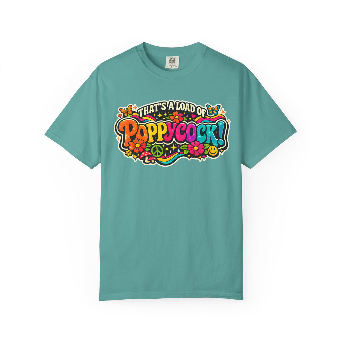 Poppycock Retro Hippie T Shirt  That’s a Load of Poppycock Colorful Vintage Floral Tee