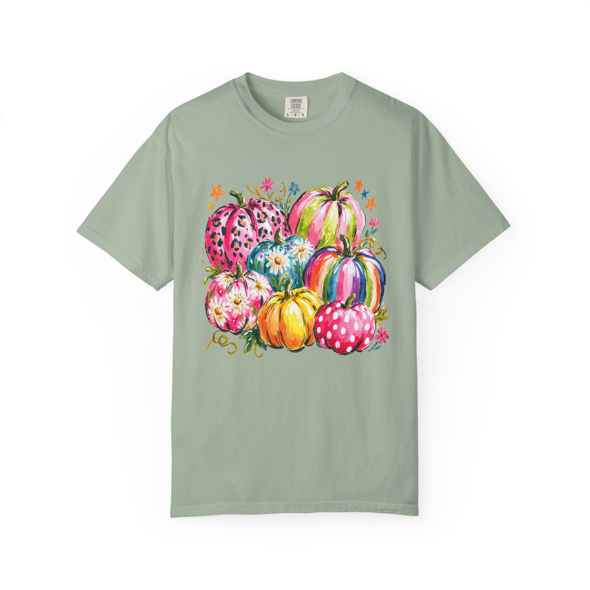Watercolor Rainbow Pumpkins T Shirt Colorful Fall Harvest Tee