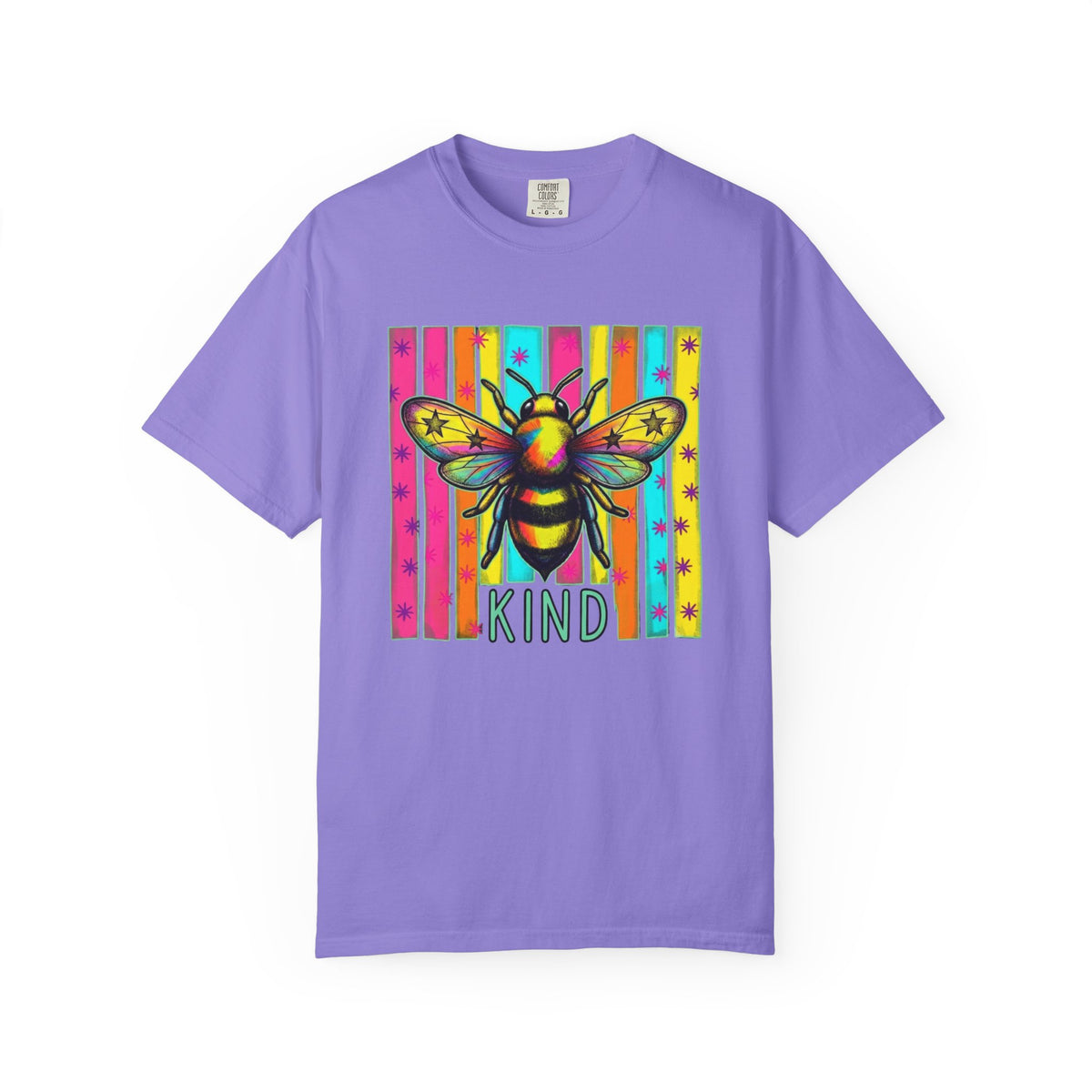 Bee Kind T Shirt Colorful Retro Striped Graphic Tee