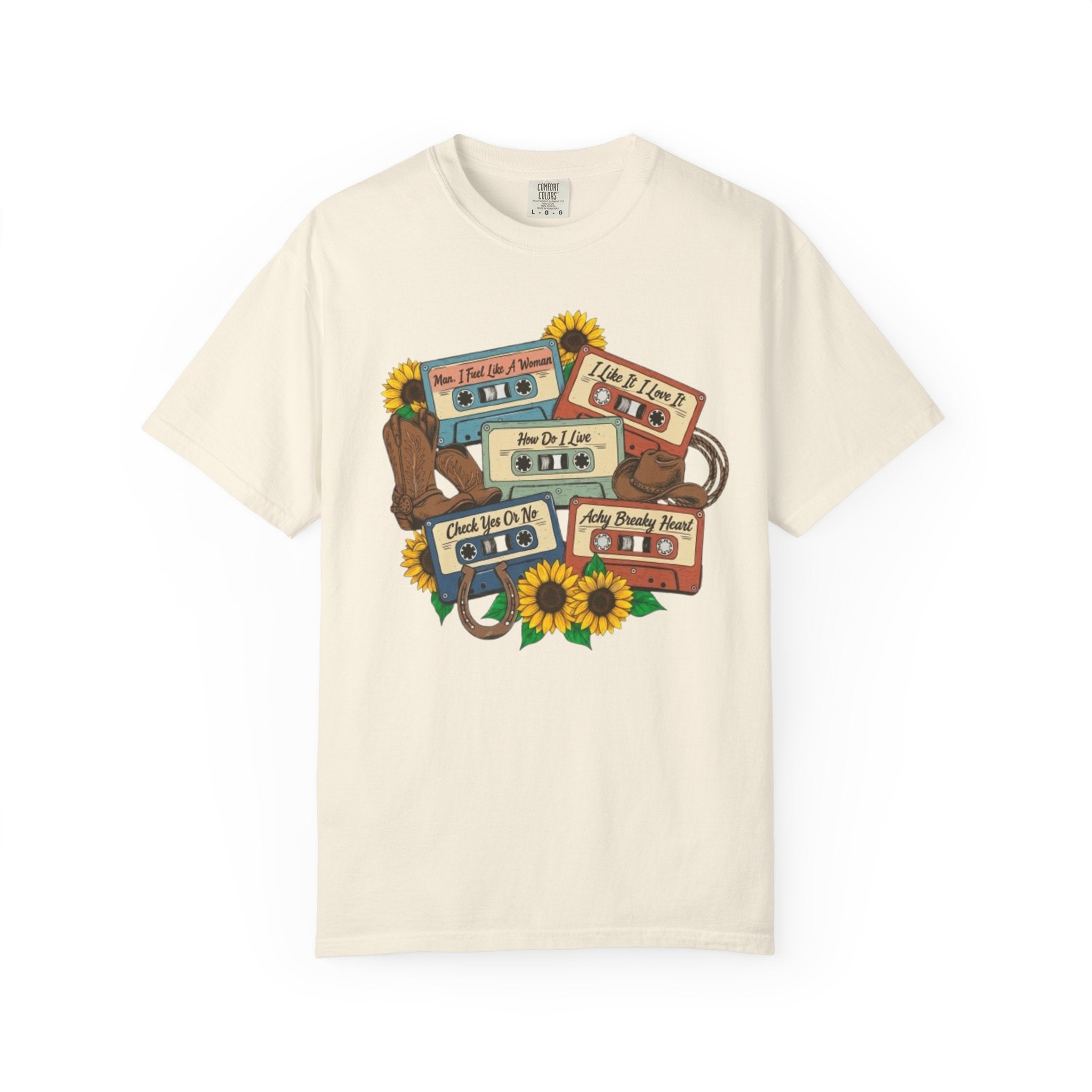 Cassette Mix T Shirt Retro Sunflower Tape Design