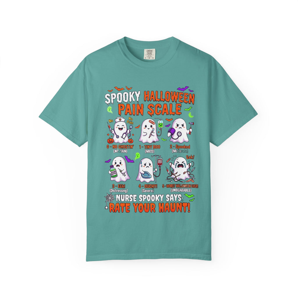 Halloween Ghost Pain Scale T-Shirt Spooky Halloween Pain Scale Nurse Funny Tee