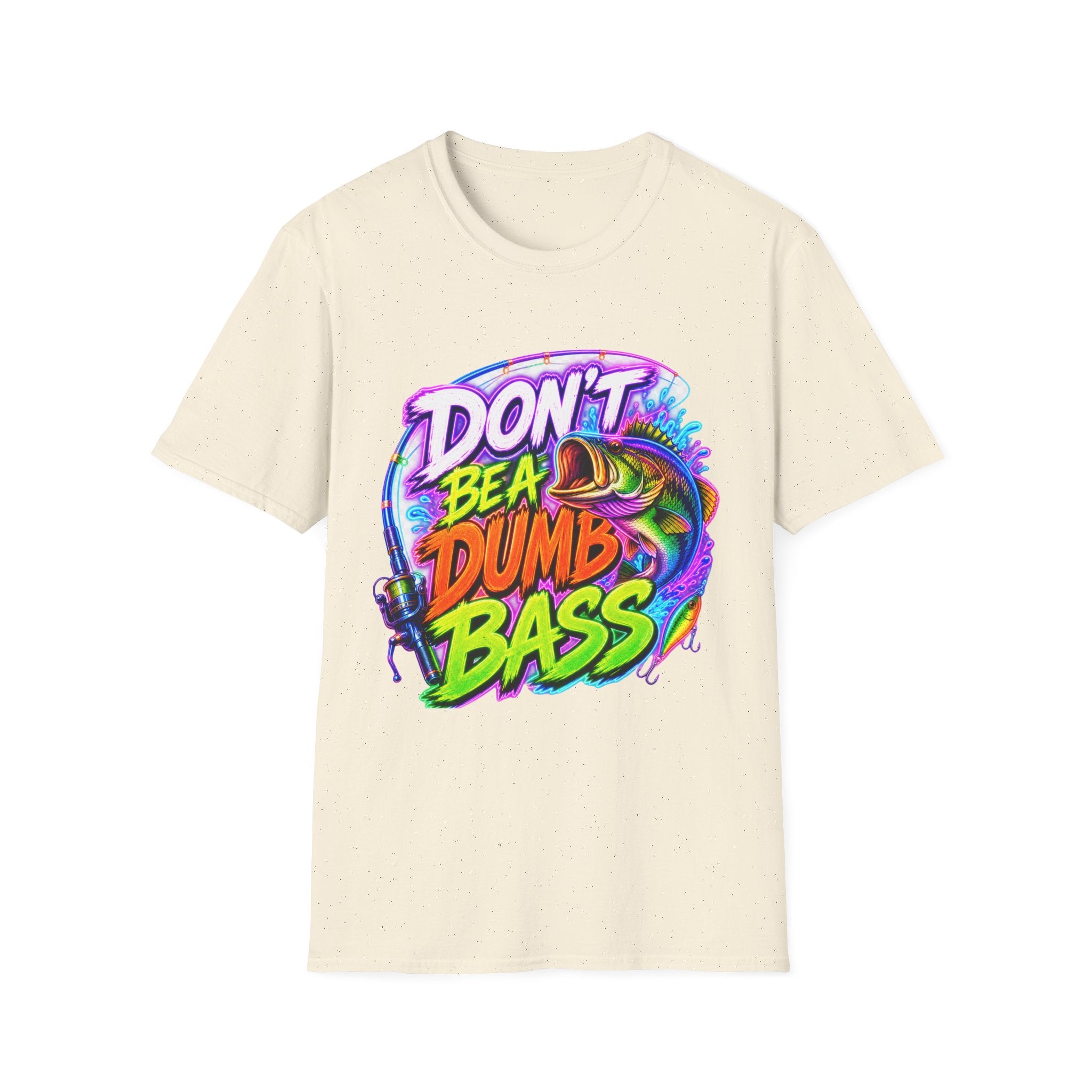 T-Shirt — "Don't Be a Dumb Bass" Colorful Fishing Graphic Tee