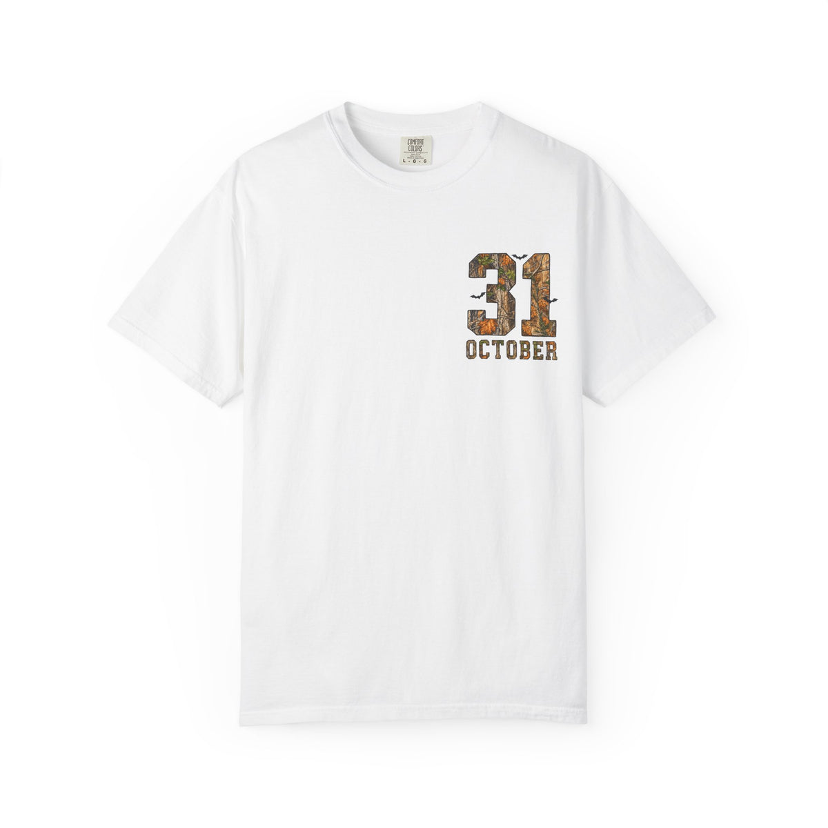 Halloween Ghost Treehouse T Shirt Front and Back 31 October Camo Pumpkin Tee