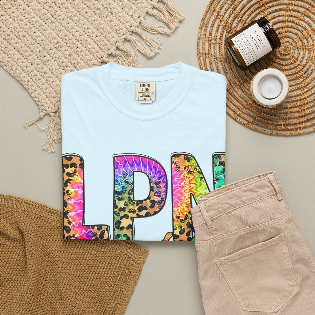 LPN Life T Shirt Colorful Leopard Stethoscope Nursing Tee