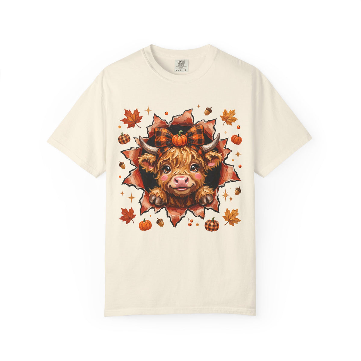 Highland Cow Autumn Tee Shirt Cute Fall Plaid Calf Design
