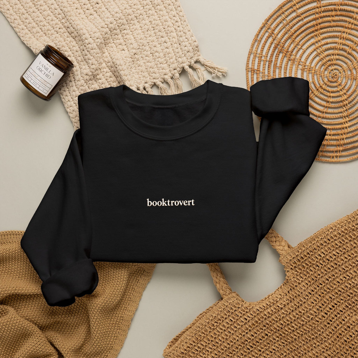Booktrovert Embroidered Sweatshirt, Minimalist Book Lover Crewneck, Reader Gift, Bookish Clothing, Cozy Introvert Sweatshirt