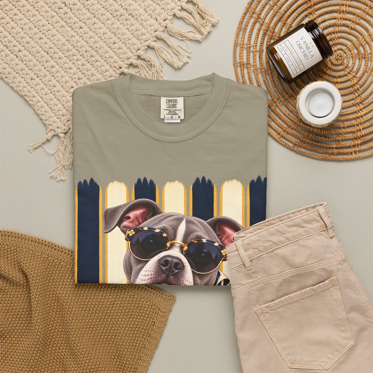 Pitbull Mom Shirt, Blue Gray Pit Bull Comfort Colors Tee, Chic Dog Lover Gift, Boutique Pet Graphic T-Shirt, Artsy Pet Lovers Collection