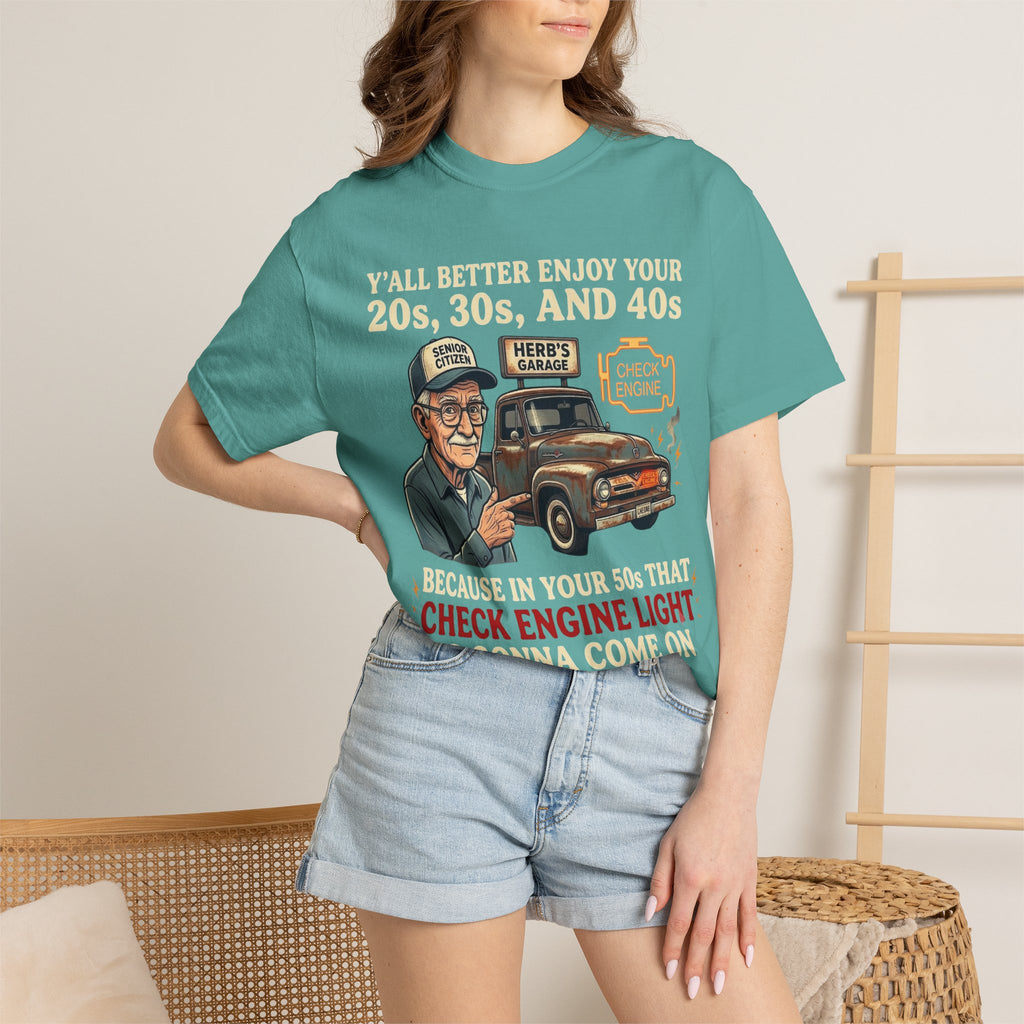 Check Engine Light Tee Shirt Funny Vintage Grandpa Truck Tee